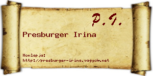 Presburger Irina névjegykártya